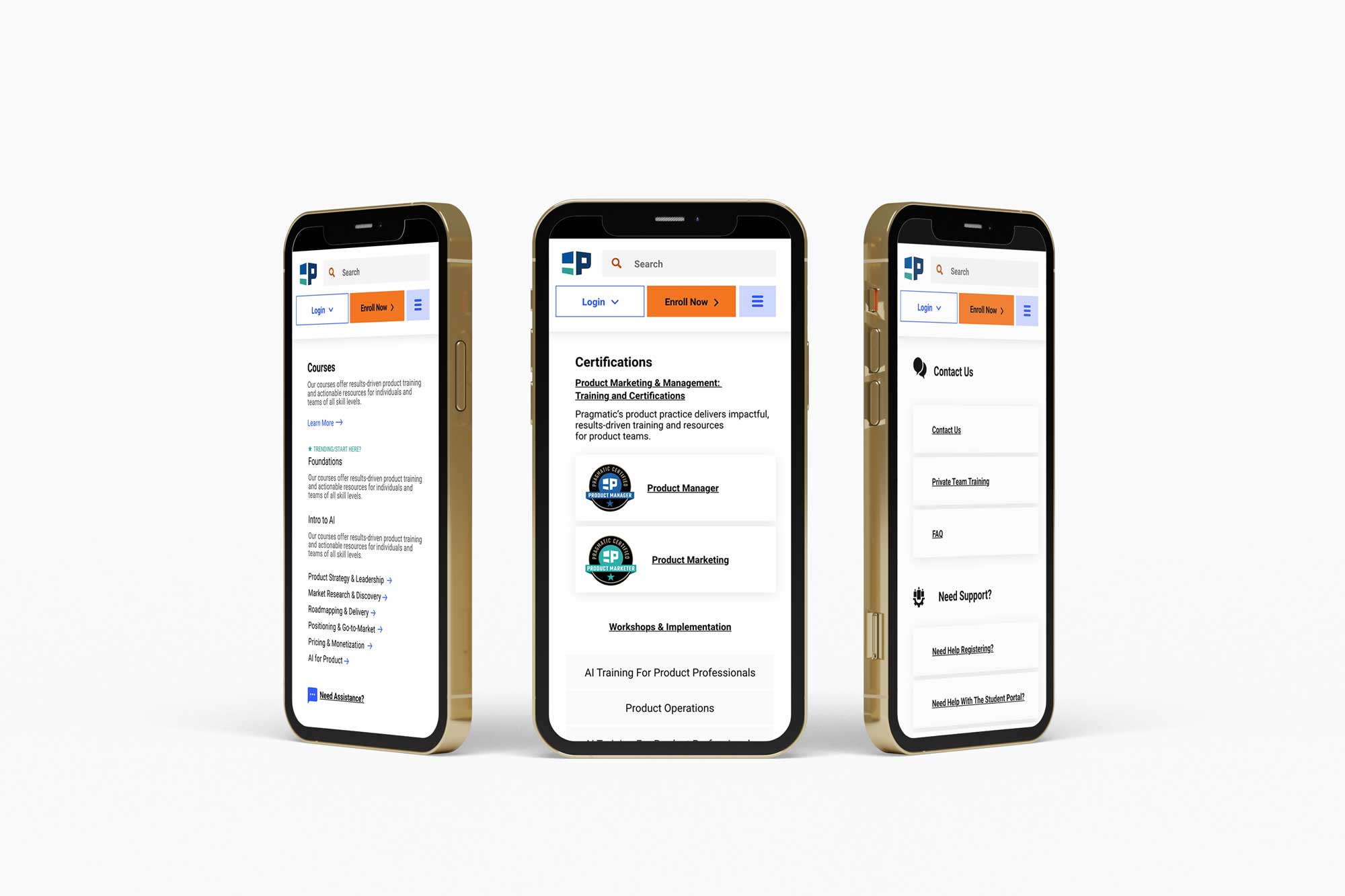 Mobile renders of menu. Increased functionality and priority on top preforming pages.