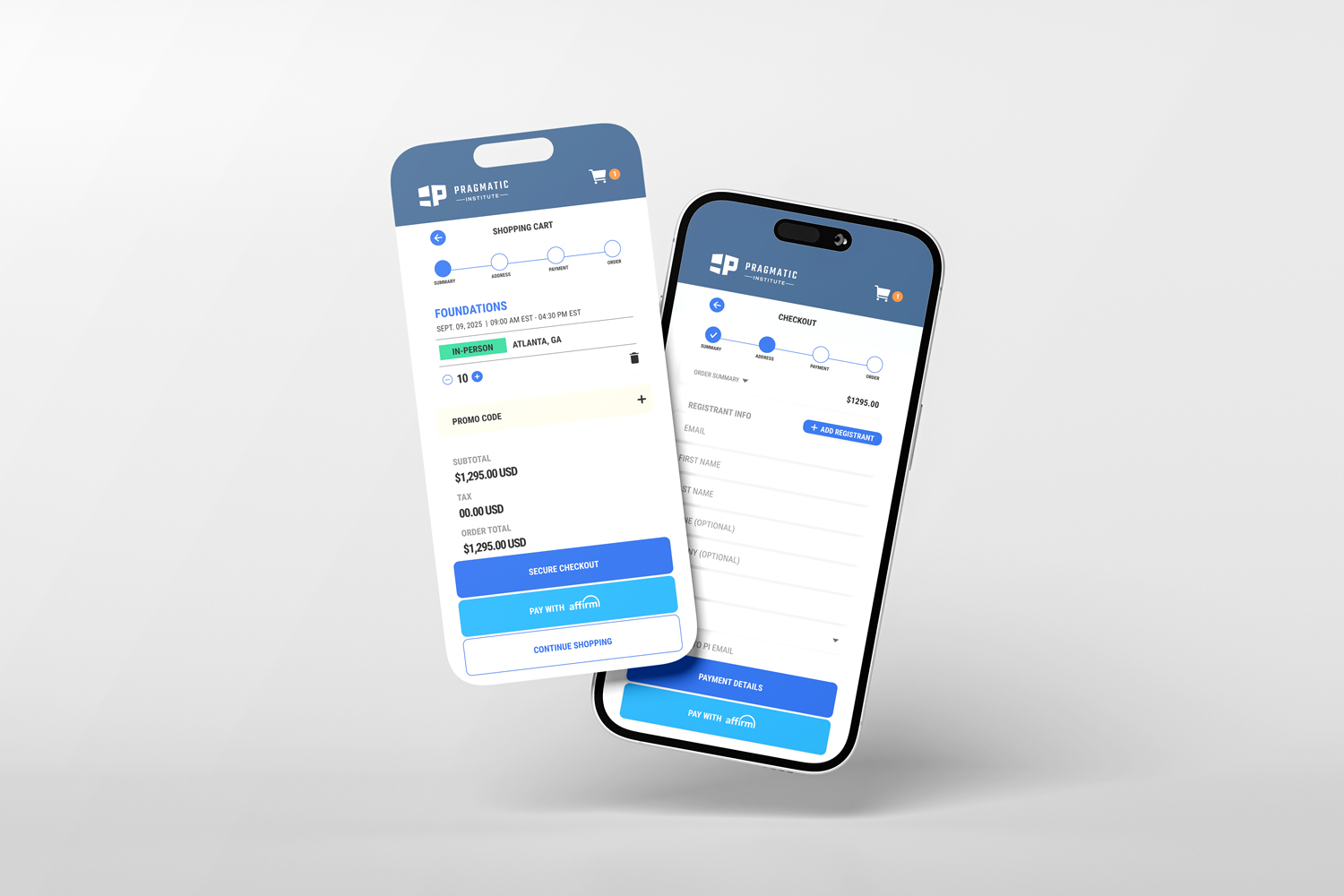 Finished mobile shopping cart UI/UX